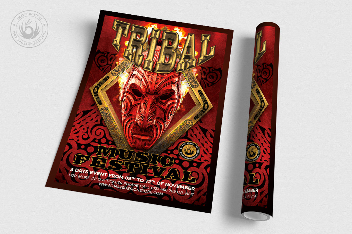 Tribal Music Festival Flyer Template, a Flyer Template by ThatsDesignArt (Photo 3 of 8)