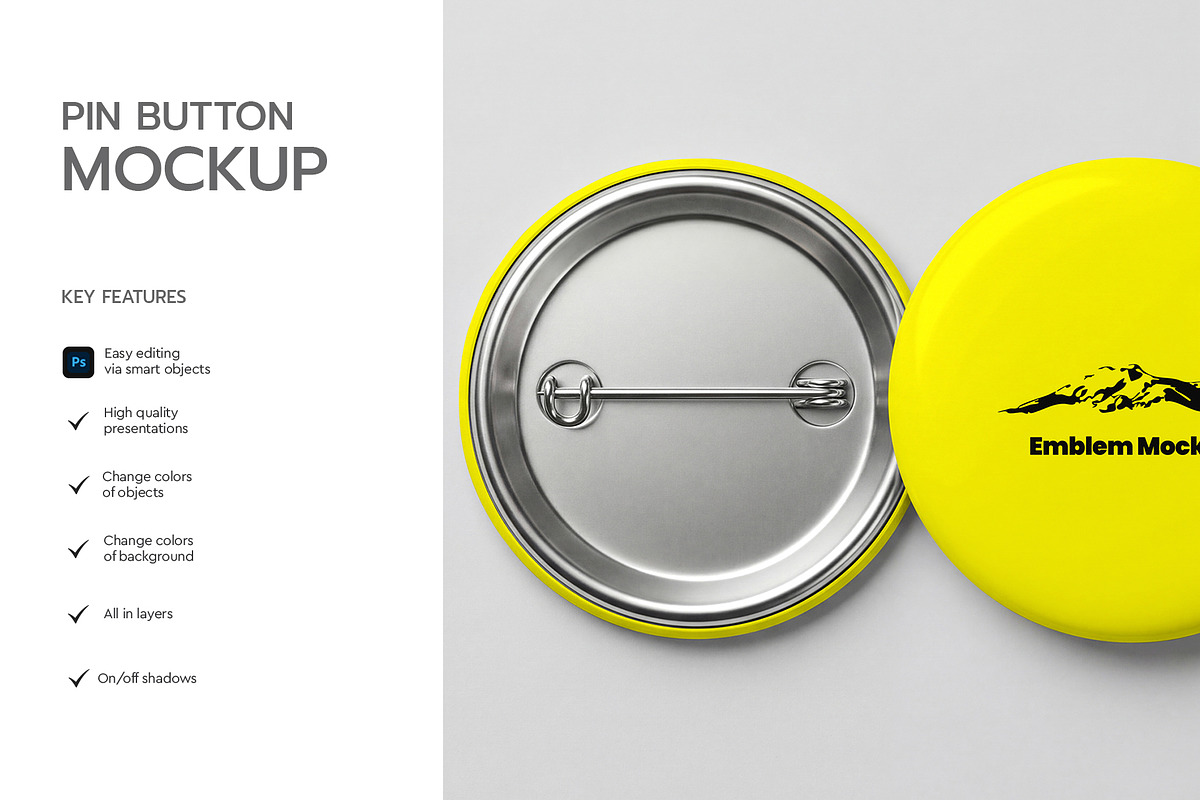 Round Pin Button Badge Mockup