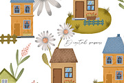 Cozy houses clipart and pattern set, an Object Illustration by Yelloo Fish (Thumbnail 7 of 12)