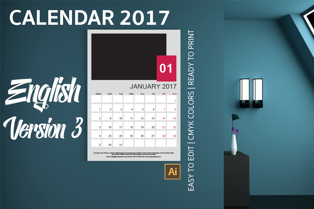 2017 CALENDAR BUNDLE (48 TEMPLATES), a Templates & Theme by Florin Chitic (Photo 5 of 9)