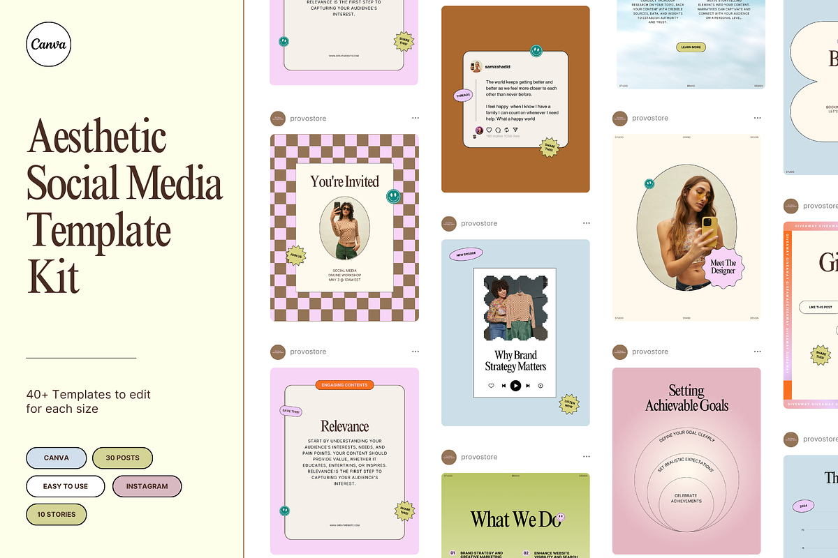 Aesthetic Social Media Template Kit, a Social Media Template by Studio Provo (Photo 1 of 6)