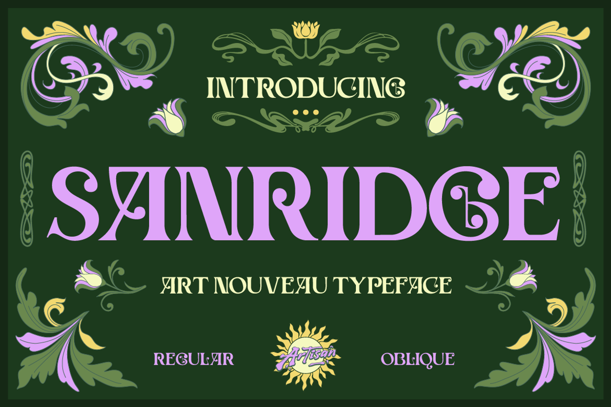 Sanridge - Art Nouveau Typeface, a Serif Font by Artisan Themes (Photo 1 of 11)