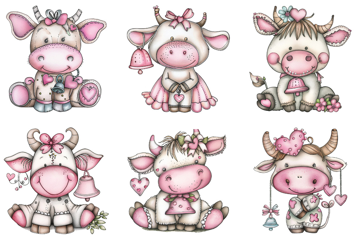 Watercolor Cow Heart clipart, an Illustration by CraftArtStudio (Photo 4 of 5)