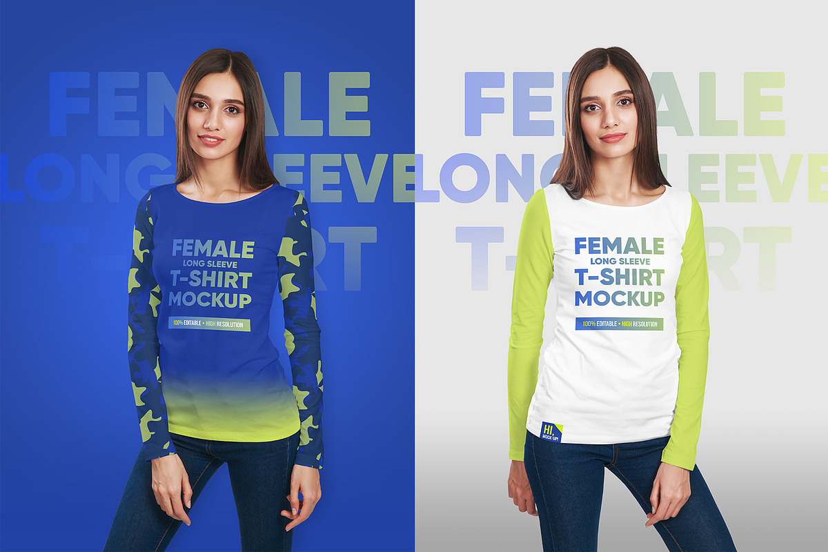 Female Long Sleeve T-Shirt Mockups, a Shirt Mockup by Hi, Mock-Up! (Photo 4 of 9)