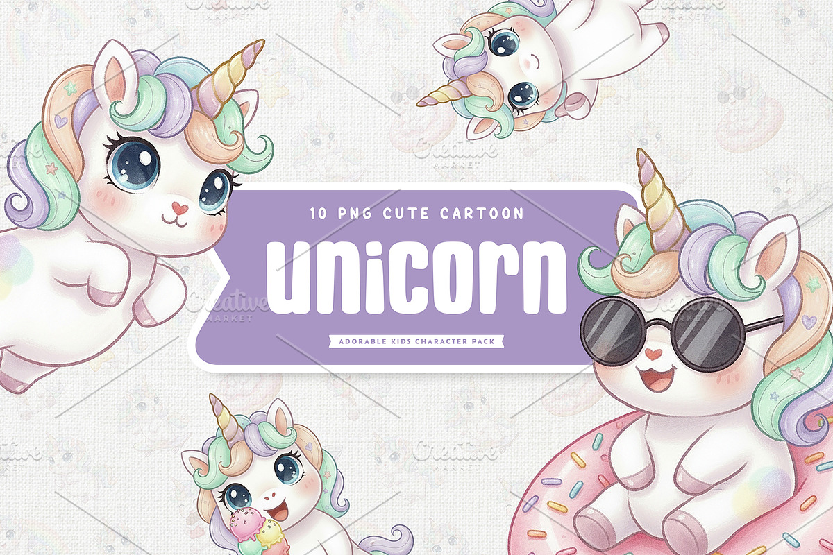 Sweet Unicorn Charming Cartoon, an Animal Illustration by Gohsantosa (Photo 1 of 4)