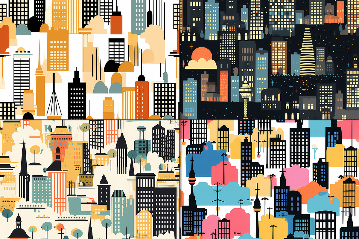 20 Seamless Cityscape Silhouettes, a Pattern Graphic by Nordic Design (Photo 9 of 9)