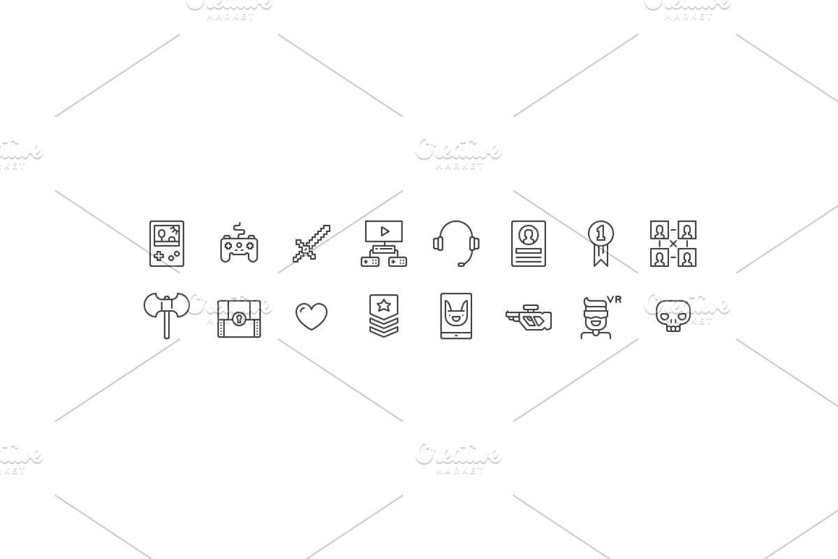GAMER: icons and patterns, an Outline Icon by chewkotski (Photo 2 of 6)