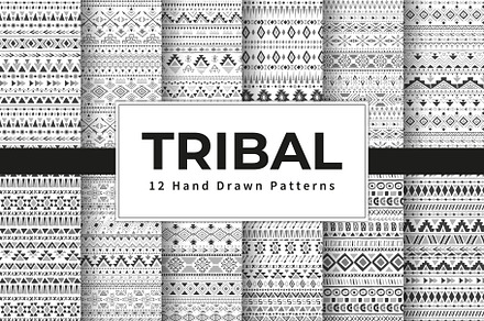 12 Tribal Seamless Patterns, a Pattern Graphic by Vodoleyka