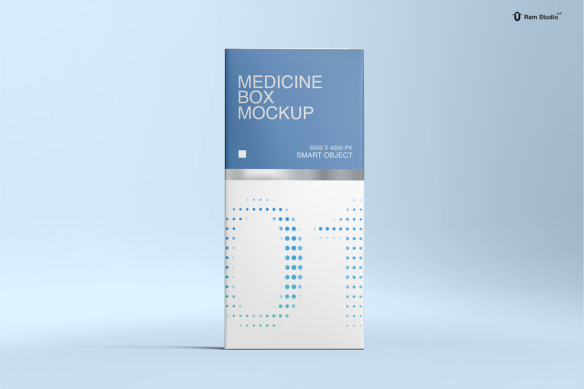 Standing Pharmaceutical Box Mockup, a Packaging Mockup by Ram Studio LLC (Photo 4 of 12)