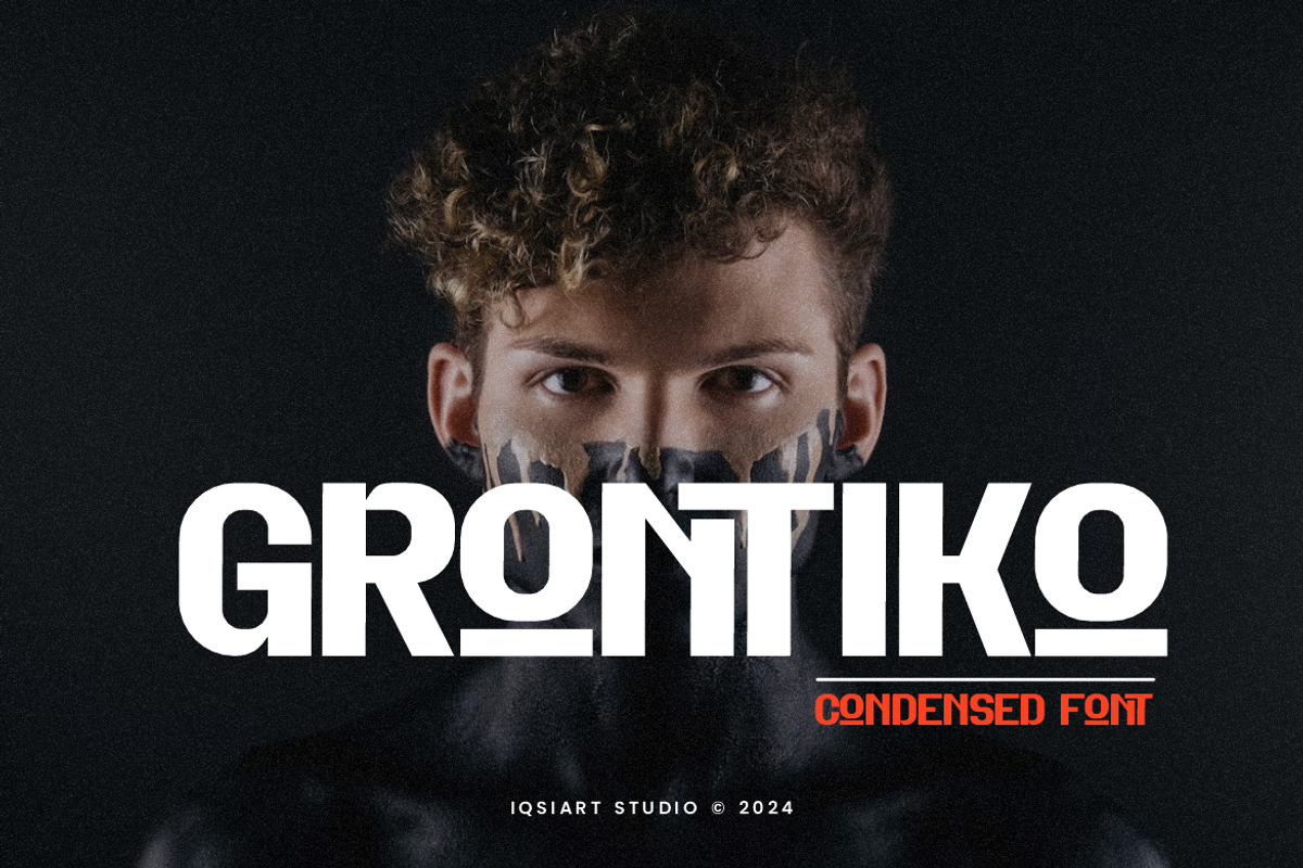 Grontiko - Condensed Font, a Sans Serif Font by Iqsiart Studio (Photo 1 of 7)