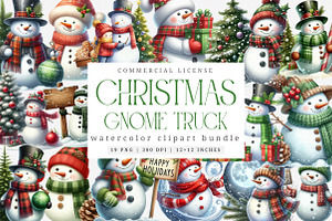 Watercolor Snowman Green Scarf Png, an Illustration by SinaCreation