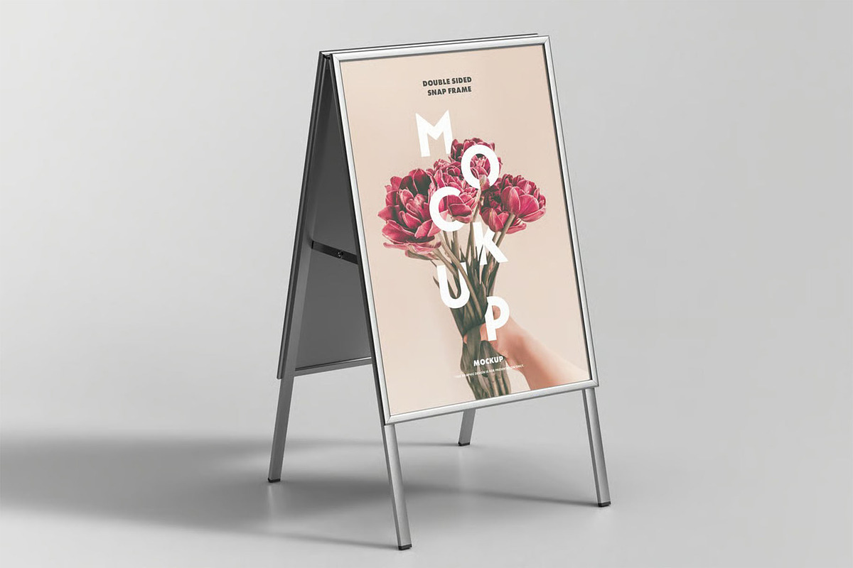Double Sided Snap Frame Mock-up, an Advertising Mockup by zippypixelstudio (Photo 8 of 8)