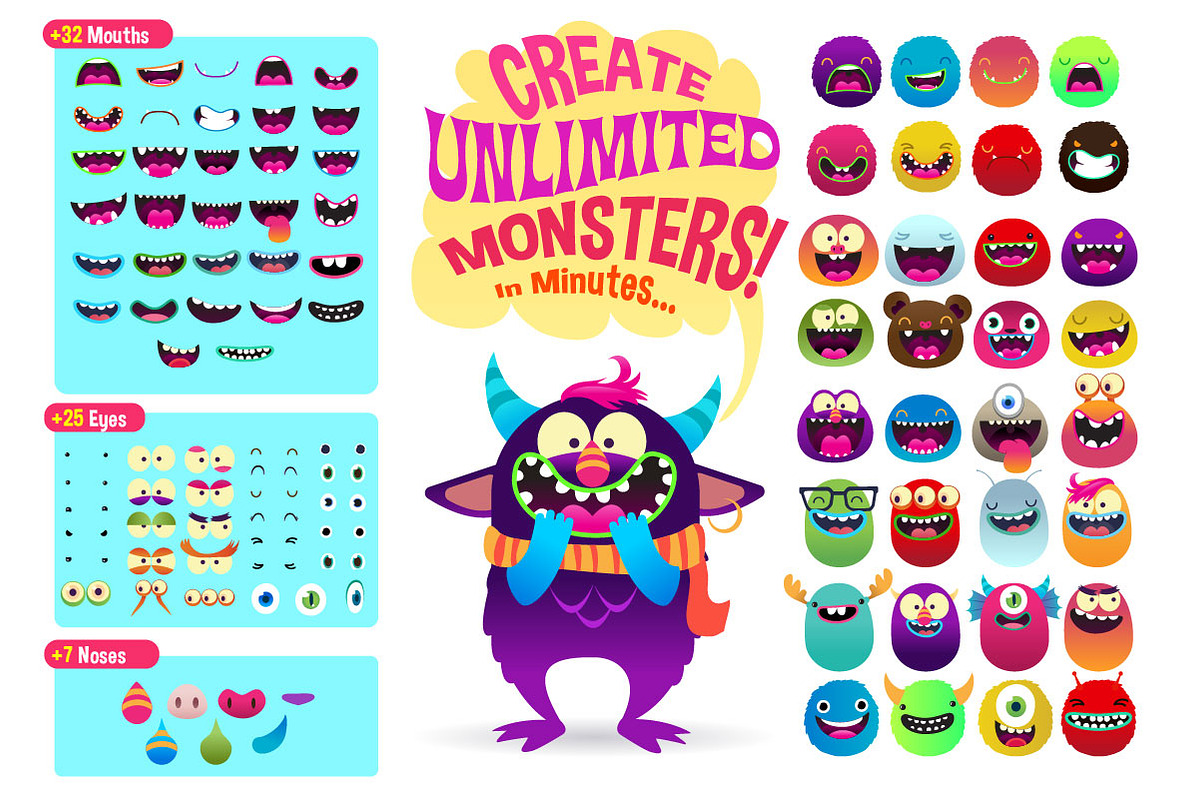 Freaky Monsters Bundle, an Animal Illustration by Asaelv Shop! (Photo 4 of 8)