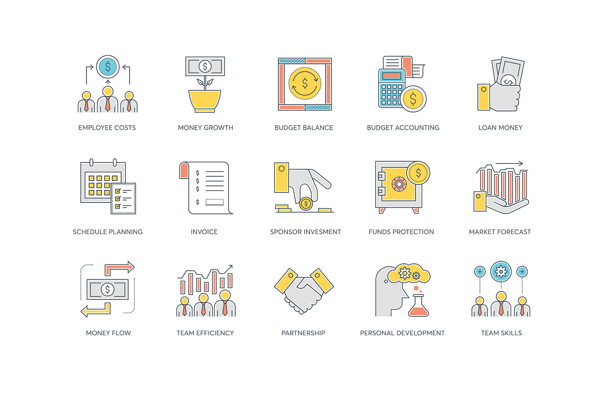85 Business Color Line Icons, an Outline Icon by Flat Icons (Photo 5 of 6)
