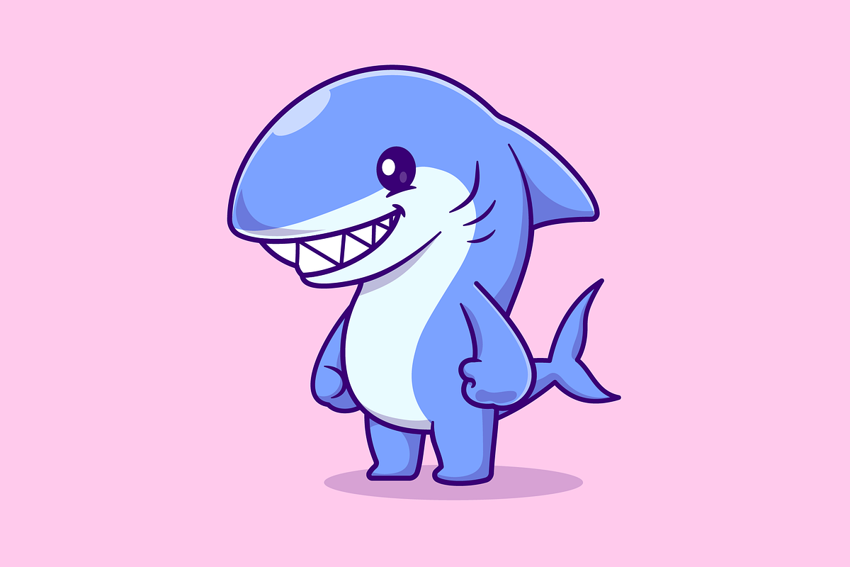 Cute Shark Standing Cartoon, an Animal Illustration by Catalyst Labs