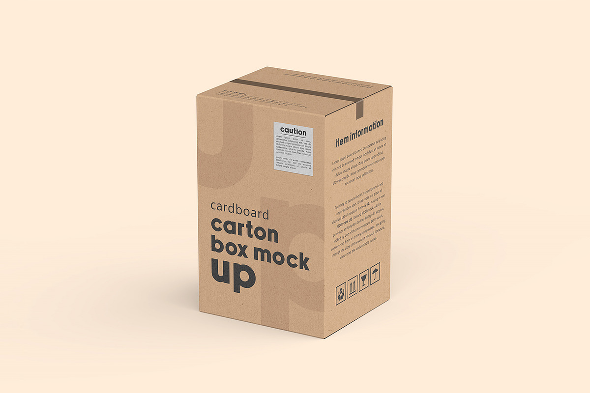Vertical Cardboard Carton Box Mockup, a Packaging Mockup by Ram Studio LLC (Photo 2 of 11)