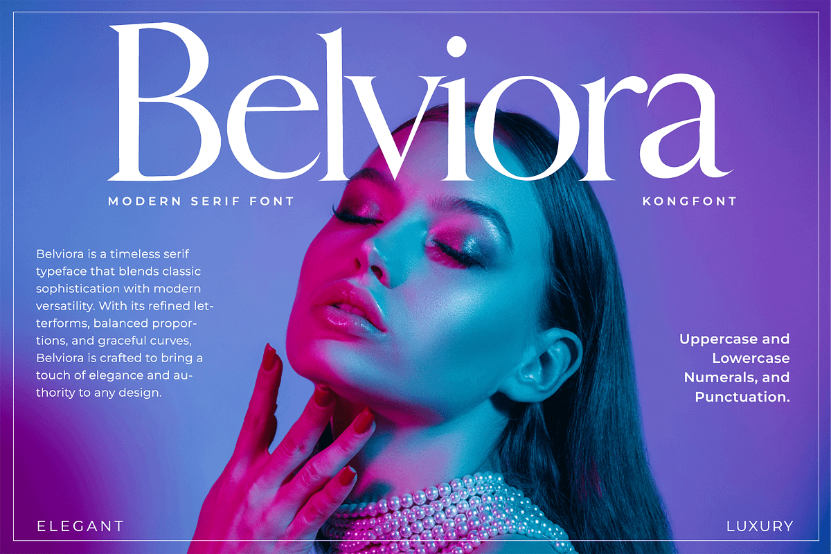 Belviora – Modern Serif Font, a Serif Font by overlaytemplates (Photo 1 of 5)