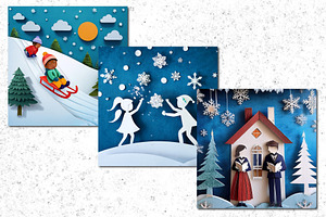 Paper Cutout Christmas Scenes