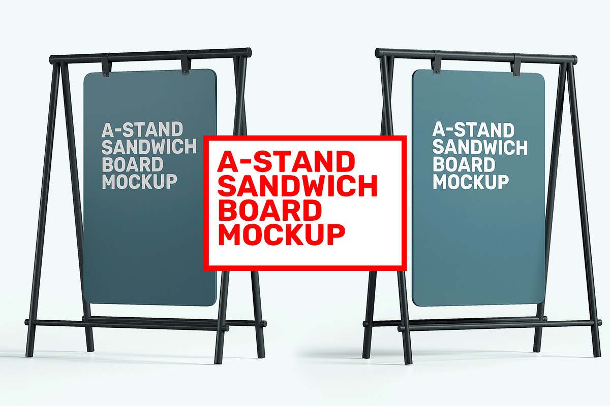 A-stand Sandwich Board Mockup, an Advertising Mockup by Traint (Photo 1 of 7)