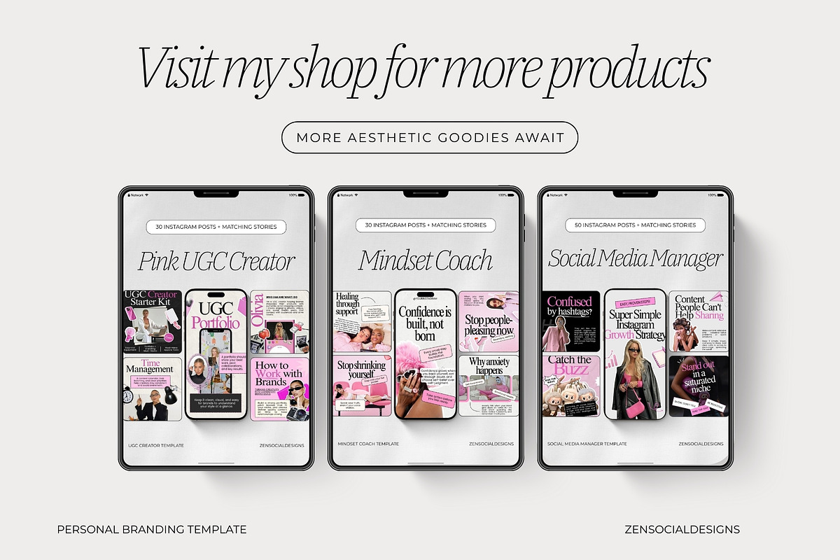Personal Brand Instagram Template, a Social Media Template by ZenSocialDesigns (Photo 9 of 9)