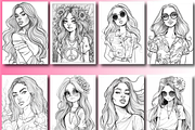 Hipple Style Girl Coloring Book, an Animal Illustration by Printable Design Store (Thumbnail 3 of 7)