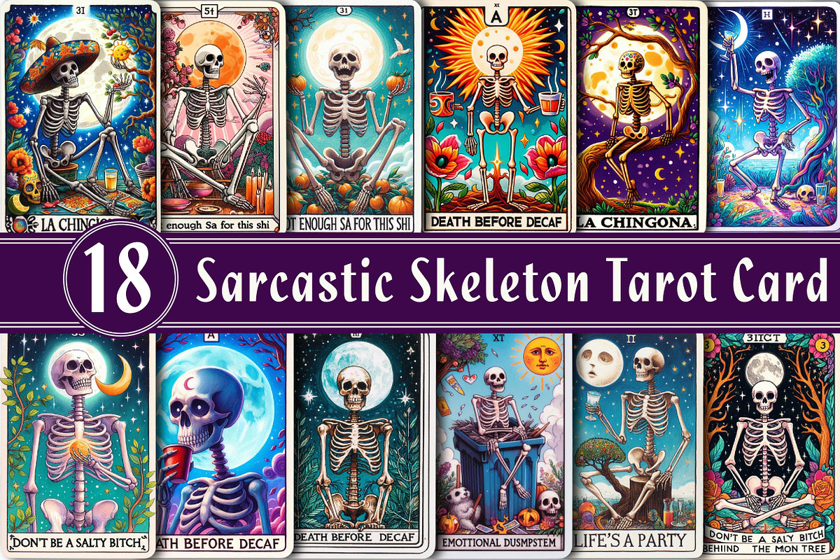 Sarcastic Skeleton Tarot Card Clipar, an Illustration by CreationArt (Photo 1 of 6)