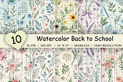 Watercolor Back to School Patterns, a Pattern Graphic by FloridPrintables (Thumbnail 1 of 9)