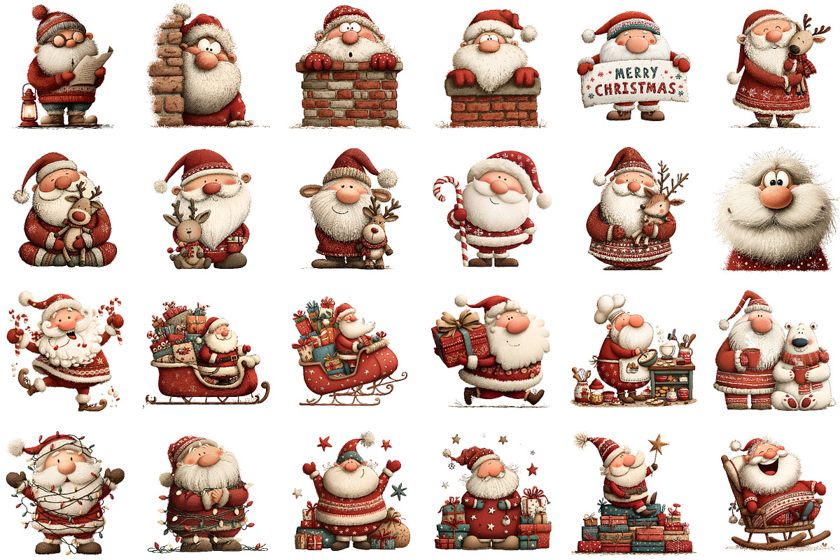 Whimsical Christmas Santa Clipart, an Illustration by Sublimation Artist (Photo 2 of 6)