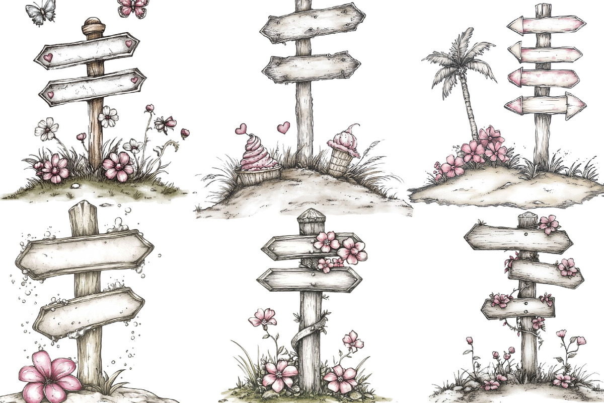 Whimsical Summer Singpost Clipart, an Illustration by Designking (Photo 5 of 5)