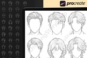 180 Male Hair Procreate Stamps, a Brush Add-On by DrawingStoryShop (Thumbnail 3 of 6)