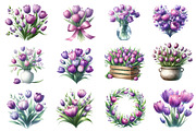 Watercolor Tulips Clipart Bundle, an Illustration by Dream Creation (Thumbnail 2 of 4)