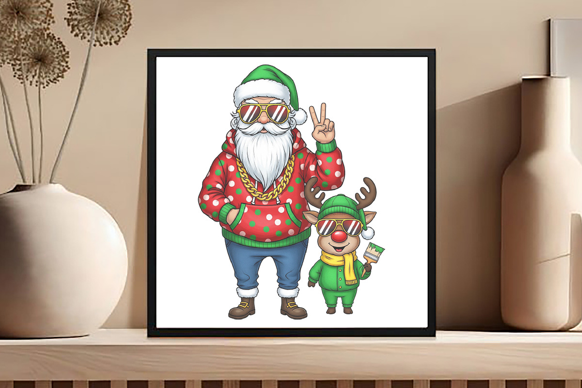 Christmas Santa Reindeer Png, Clipar, an Illustration by Black Bird Studio (Photo 4 of 4)