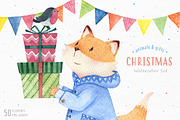 Christmas watercolor animals & gifts, a Graphic by TotallypicRF (Thumbnail 1 of 4)