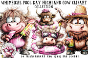 Whimsical Pool Day Highland Cow Clip, an Illustration by OK Design (Thumbnail 1 of 6)