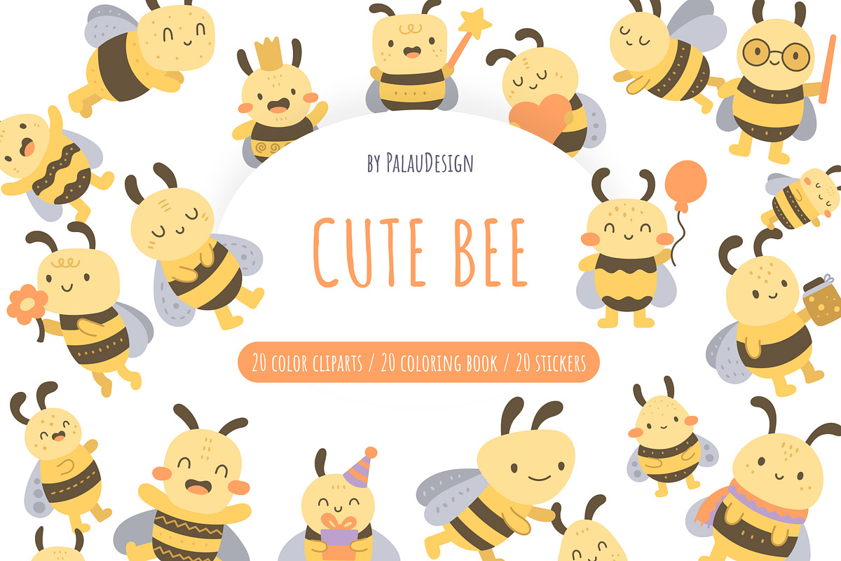 Bee Clipart Bundle, an Animal Illustration by Palau (Photo 1 of 10)
