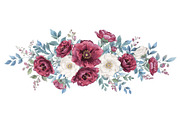 Burgundy Floral Clipart Set, an Illustration by Designer_Momina (Thumbnail 4 of 16)