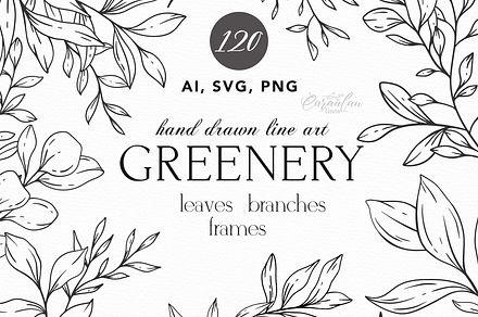 Greenery Line Art Collection, an Object Graphic by CaraulanStore