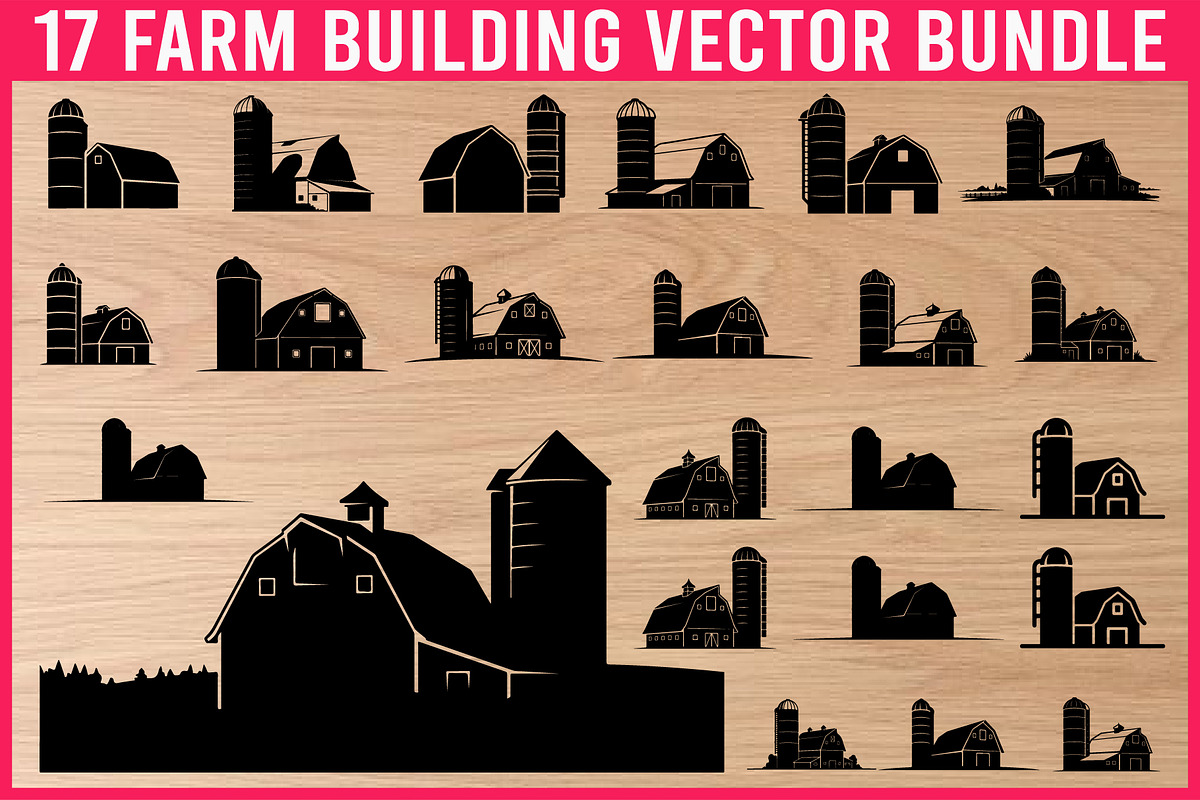 17 Farm Building Silhouette Vector, an Illustration by Designs_River (Photo 1 of 4)