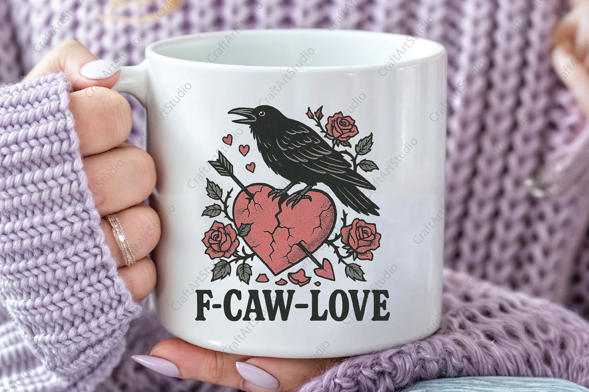 Crow Raven Valentine F-CAW- LOVE PNG, an Illustration by CraftArtStudio (Photo 2 of 4)