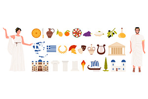 Ancient culture, landmarks, food, an Object Illustration by Flashvector