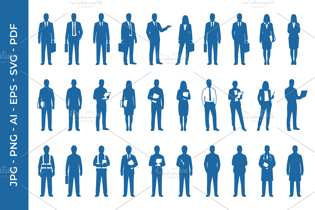 People Silhouettes Vector Collection, a Person Illustration by nandinigraphics (Photo 1 of 5)
