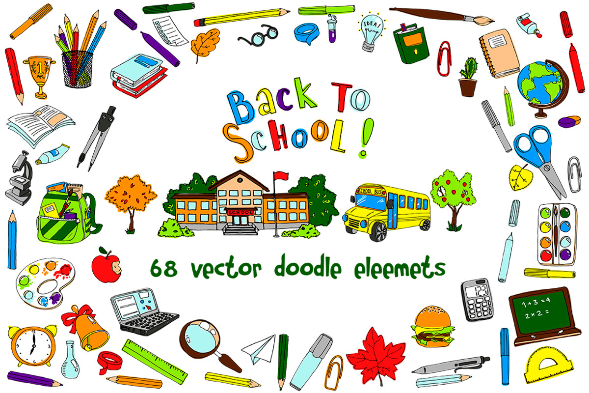 back to school doodle vector elemens, an Object Graphic by kizi