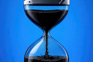 black oil in an hourglass, generative AI, a Photo by Nito