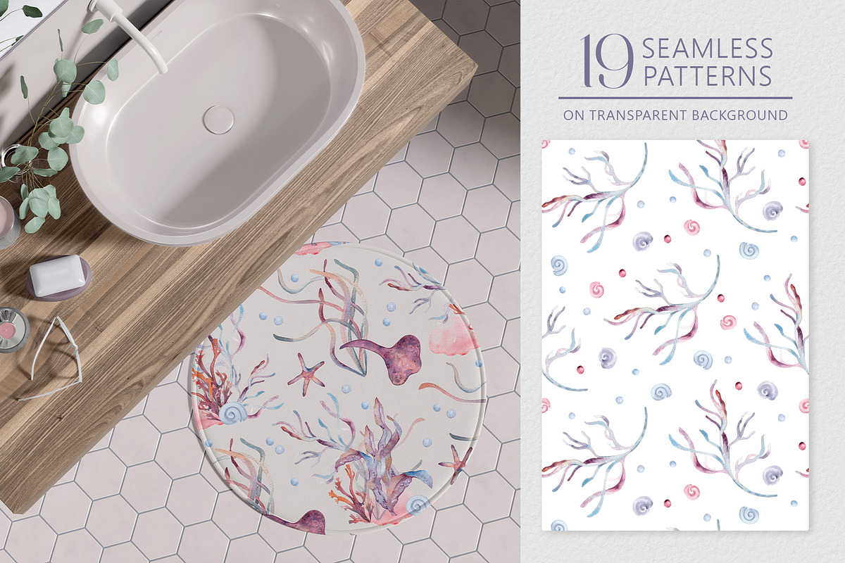 Ocean plants watercolor animals set, an Illustration by Kate Lanbina (Photo 16 of 19)