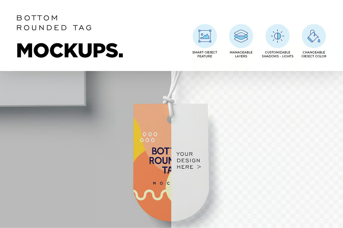 Side Oval Shape Tag Mockups, an Advertising Mockup by megostudi0 (Photo 3 of 7)
