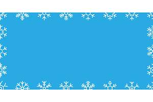 Snowflake frame border on blue, an Illustration by GraphiShop