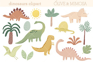 Dinosaurs Clipart Set, Illustrations