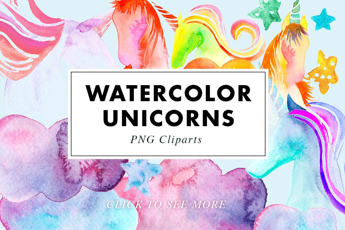 26 Watercolor Unicorn Illustrations, an Illustration by Heartmade by Claudia (Photo 1 of 4)