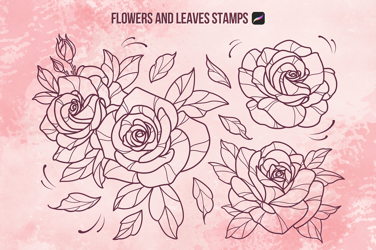 Floral Procreate Stamps for Tattoo, a Brush Add-On by InkPrintsTattoo (Photo 4 of 9)