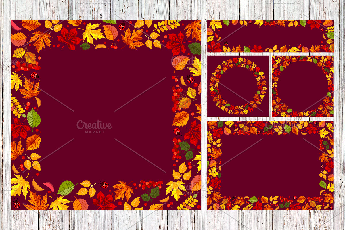 Autumn Frames And Leaves Collection, a Decorative Illustration by Vector beauty (Photo 2 of 6)